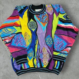 COOGI Australia Vintage 3D Chunk Knit Multicolor Cotton Sweater Men's Size XL